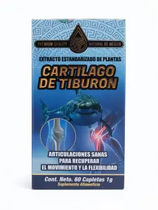 Cartílago de Tiburón Shark Cartilage Suplemento Natural Premium | Apoya la Salud de las Articulaciones Supports Joint Health, Mobility & Flexibility | Standardized Plant Extract | 60 Caplets (1 g Each)