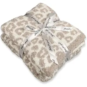 Ultra Soft Leopard Throw Blanket for Couch, Lightweight Warm Fluffy Reversible Cream  Throw Blanket for Sofa Bed Decor, Beige