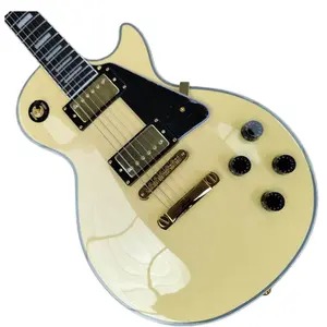 New Chibson LP  Electric Guitar Mahogany Body Maple Top/Neck Tune-O-Matic Bridge Bone Nut In Cream Yellow