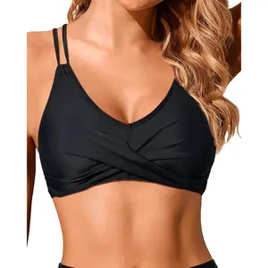 Holipick Women's Twist Front Bikini Top - Push Up Bathing Suit Top Padded Swimsuit Top