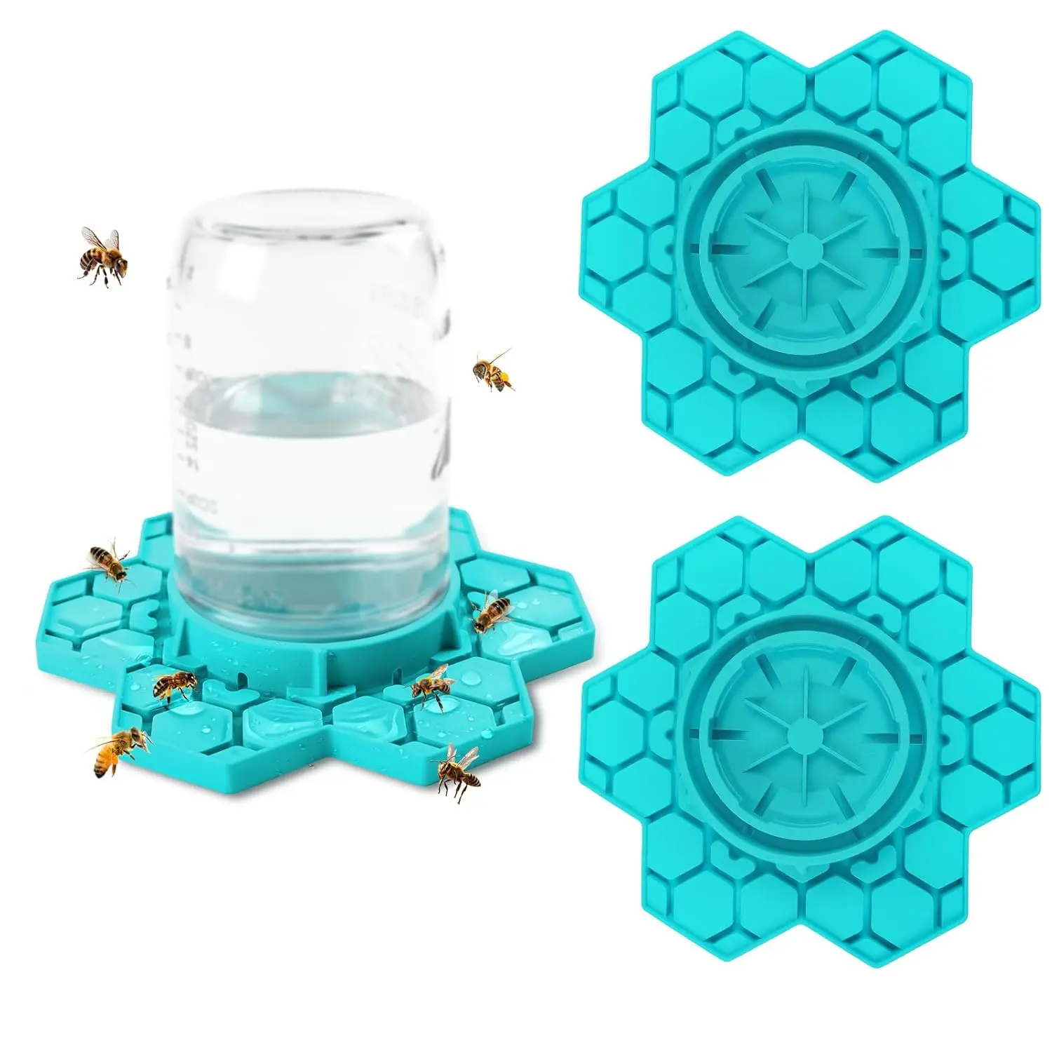 2 Pack Bee Feeder for Mason Jar, Silicone Bee Watering Station, Compatible with Regular and Wide Mouth, Bee Feeders for Hives, Beekeeping Supplies, Bee Waterer for Outside Garden, Without the Mason Jar