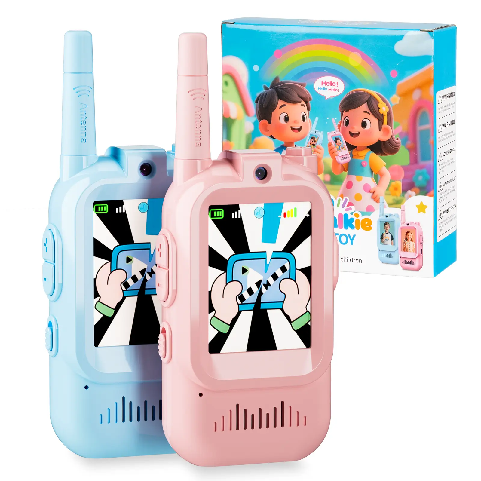 【Fabeto】Kids Electric Walkie Talkies Toys 2-Pack - Long Range Communication, Built-in Camera, Colorful Design, Great Gift for Young Adventurers, Ideal for Outdoor Play, Ages 3-12 Boys & Girls