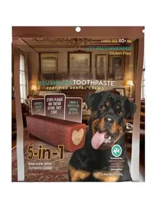 Large Breed Dental Chews for Dogs – Plaque & Tartar Prevention with Toothpaste Center – Freshen Breath Dog Treats – 18oz Bag of Brushless Oral Care – Reusable Dental Hygiene Chews for Canines dog anxiety pet groom pet hair remover pet  hair  broom