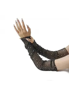 Viral Sparkly Arm Sleeves for Parties, Rhinestone Mesh Design, Perfect for Elevating Your Look, Trendy Modern Glamour Accessory for Events