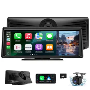 【Hieha】Wireless CarPlay Screen with 2K Dash Cam, 8.14" Portable Touchscreen Car Stereo with CarPlay & Android Auto, 1080P Backup Camera, Voice Control, Bluetooth, Mirror Link, GPS Navigation