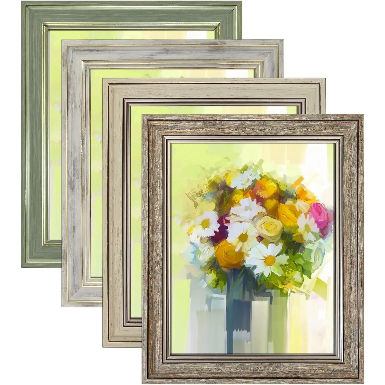 Rustic Farmhouse 8x10 Photo Frames Set of 4 - High Quality Lightweight Decor Art Display Frames for Tabletop or Wall Hanging