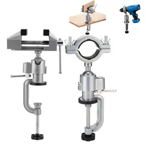 360 Degree Bench Clamp Vises Swivel 3" Universal Table Vise Grinder Holder Electric Drill Stand Holder for Universal Work DIY Metal Universal Drill/Grinder Stand Set,   with Adjustable Height Multi-Functional Clamp Design