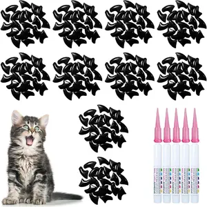 100 pcs   Caps |    Claw Covers with Adhesives and Applicators |   Black (S)     caps cat nail