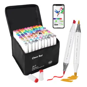 100 Colors Alcohol Markers Brush Tip with Free App, Chen Rui Dual Chisel & Brush Tips Alcohol Based Markers for Adults Coloring, Alcohol Brush Pens for Drawing, Painting, Illustration, Sketching