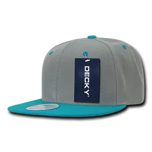 Blank Plain 6-panel 2tone Baseball Hat Round Flat Bill Snapback Cap Classic Design High Crown One Size Fits All