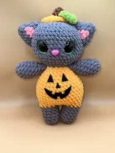 Hand Crocheted Grey Pumpkin Kitty