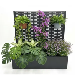 Metal Planter Box with Trellis, 45.7x45x15 Galvanized Raised Garden Bed Privacy Screen with Drainage Holes for Patio