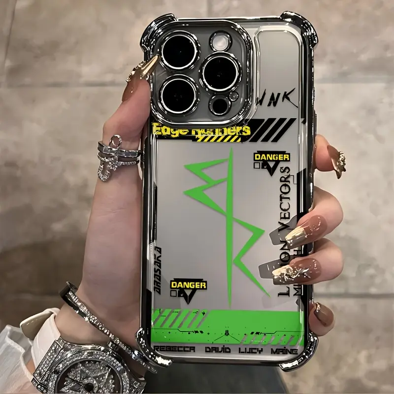 A Cyberpunk Style Patterned Phone Case Suitable for Iphone17 16 15 14 13 12 11 PRO MAX PLUS,AIR and iPhone X XS MAX, Featuring a transparent and soft back cover, it's the perfect gift for the holidays, for friends and family.