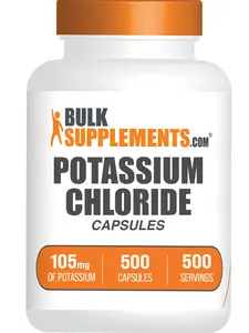 BulkSupplements Potassium Chloride 500 Capsules - 105mg of Potassium per Serving (500 Capsules - 250 Servings)