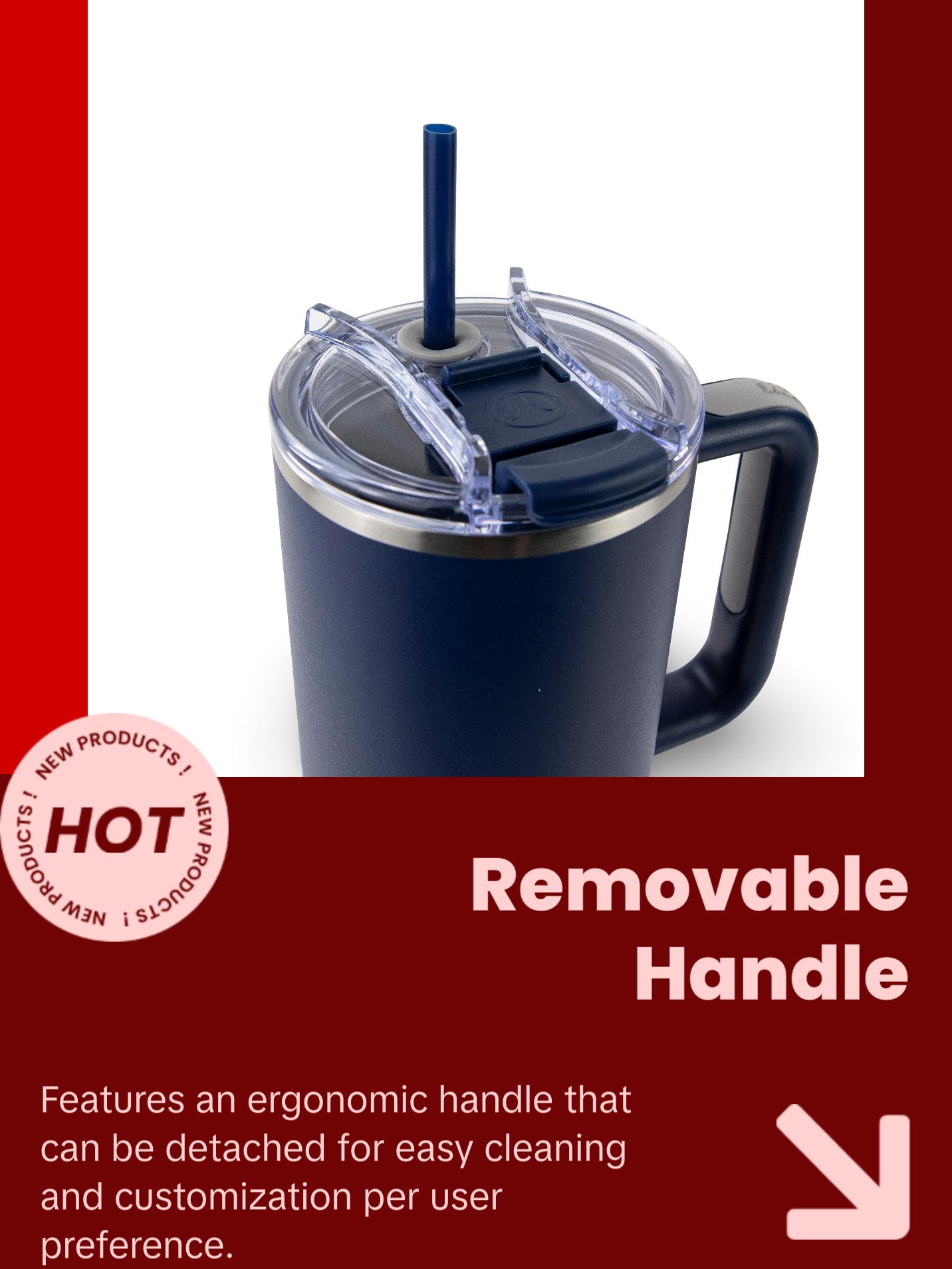 40oz Big Swig Handle Tumbler - Dual Function Lid - Matching Color & Clear Straw & Straw Cleaner