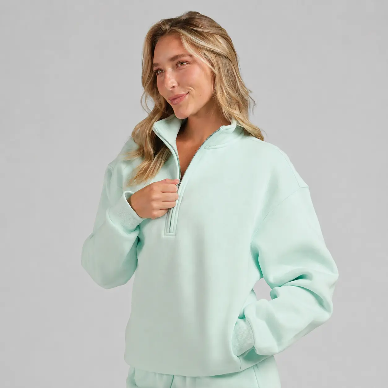 Varsity Oversized Logo Quarter Zip Fleece Pullover, Sports & Outdoor Performance Top