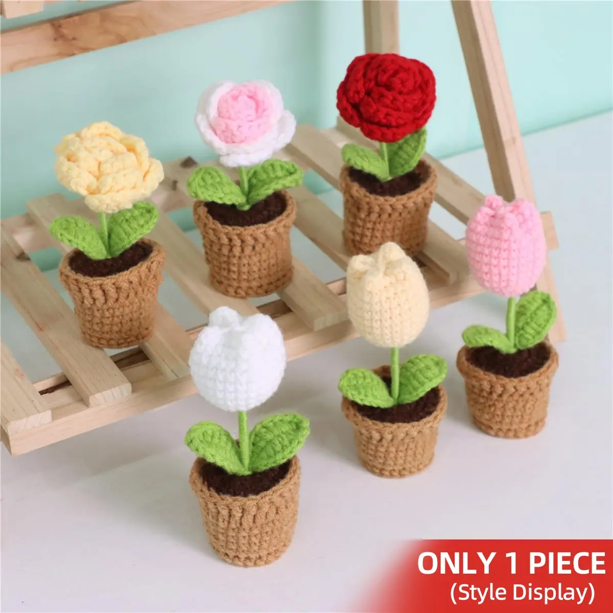 Crochet Flower Pot, 1 Count Handmade Knitting Flower Pot, DIY Decorative Flower Pot for Home & Party Decoration, Ideal Gift Choice, Crochet Gifts, Handmade Crochet Flowers, Handmade Crafts, Crochet Items