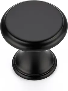 25 Pack Matte Black Kitchen Cabinet Knobs, Solid Black Pulls Zinc Handles Simple Drawer Cabinet Hardware for Cupboard Drawer Knobs