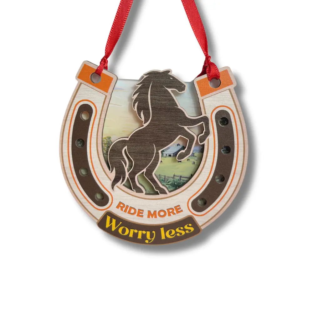 Horse Ornament For Christmas Tree, Unique Double Layer Wood And Acrylic Horse Ornaments, Holiday Gift Decor, Perfect For Christmas Tree Decoration, Thoughful Gift For Horses Owner
