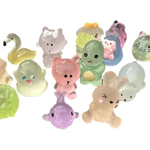 300-Piece Luminous Resin Animal Decorative Miniatures - Mysterious Blind Bags, Artificial Collectible Colorful Miniatures, Home Decor Ornaments, Birthday Party DIY Craft Mini Gifts, Artificial Resin Miniatures