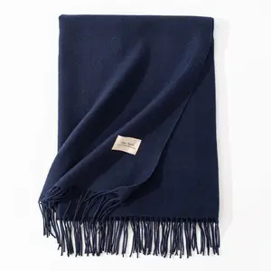 DayApril Pure Color Artificial Cashmere Scarf Women's Winter High-grade Shawl 70x200cm Warm Sun-proof Dustproof Tassel Elegant OL Style