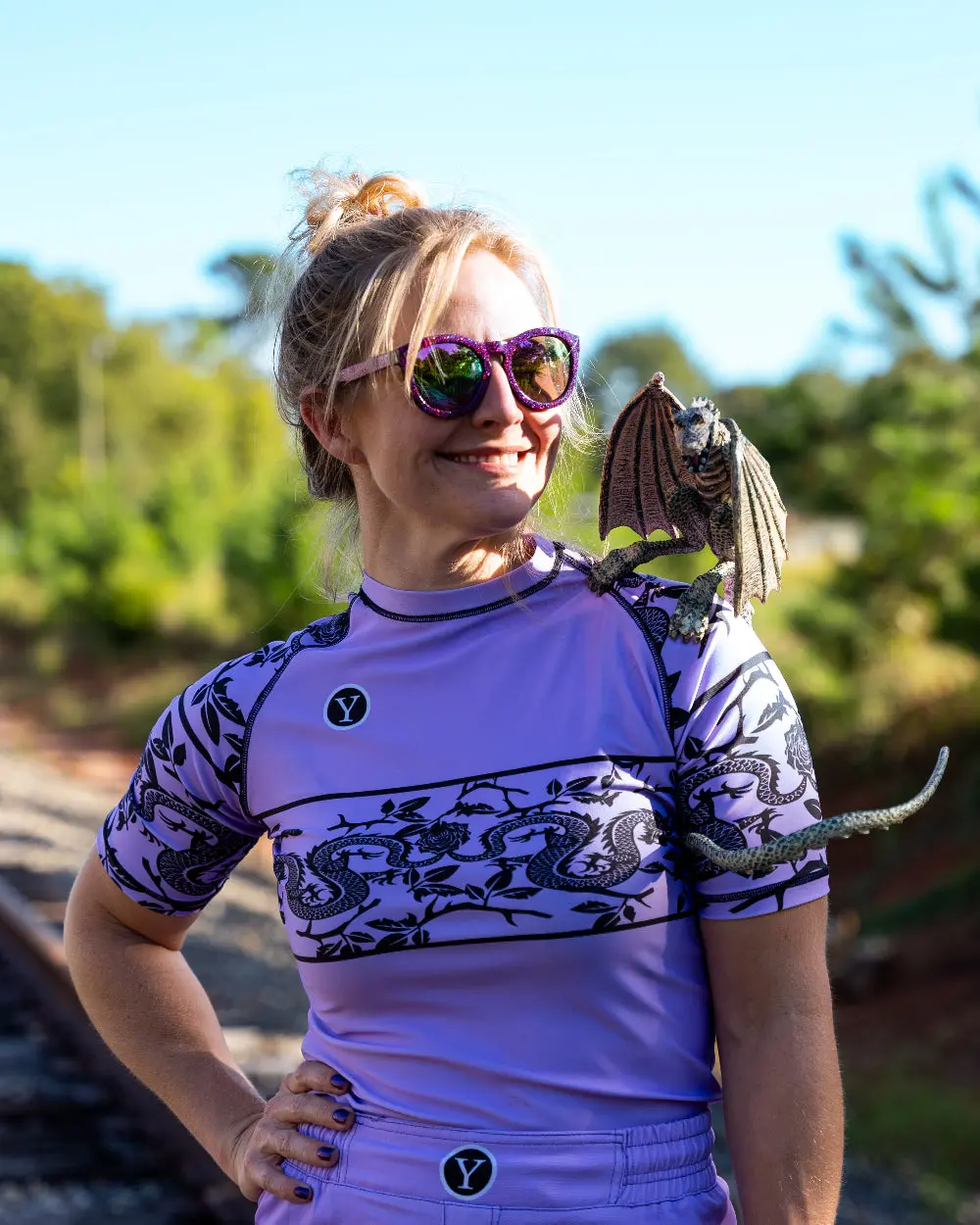 No-Gi BJJ Rash Guard & Shorts Set – Purple Mother of (kiss of the) Dragons