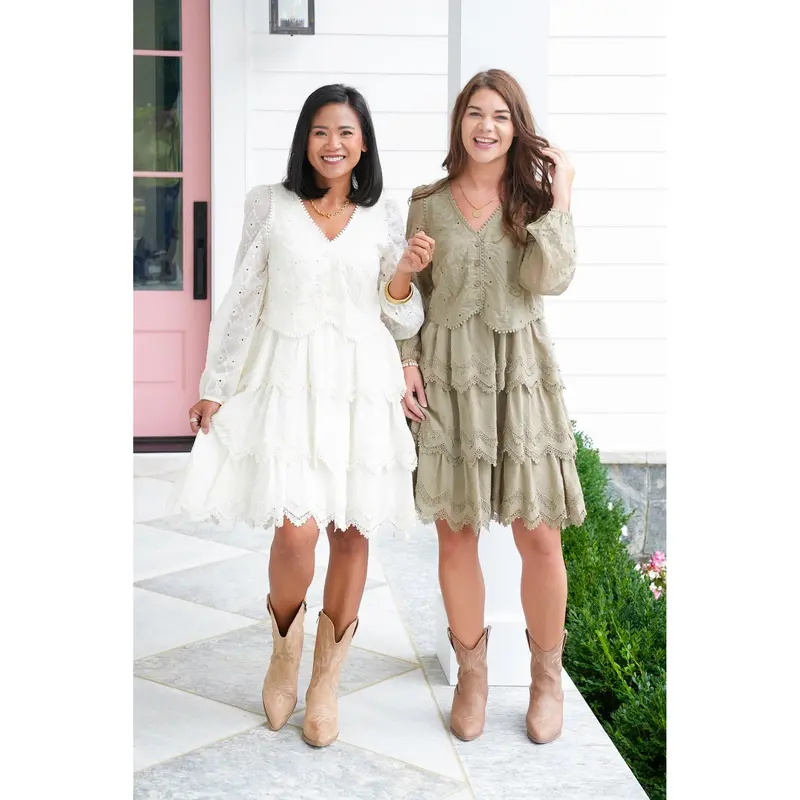 long sleeve embroidered dress - TikTok Shop