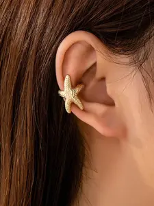 Starfish Clip-On Earrings for Women, Summer Beach Theme Metal Ear Clips, Perfect for Parties, Vacations, Travel, and More