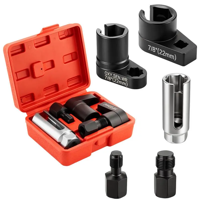 5-Piece Forged O2 Oxygen Sensor Socket & Thread Chaser Set – Automotive Tool for Sensor Removal, Tools & Equipment