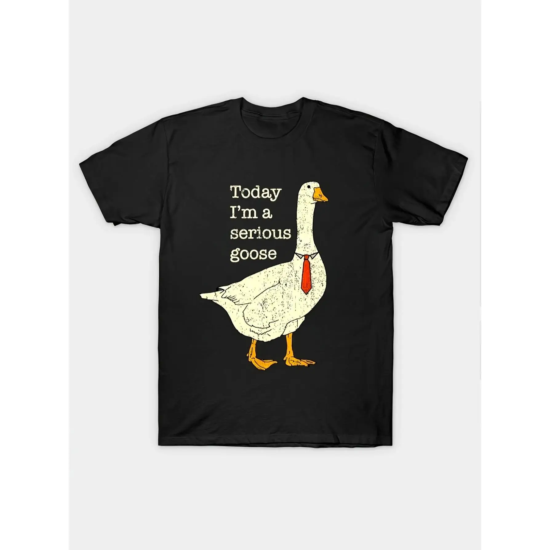 Men's Front Print T-shirt Today I'm A Serious Goose 100% Cotton T-Shirt - Versatile for Casual, Sports, Festive, All-Season Wear