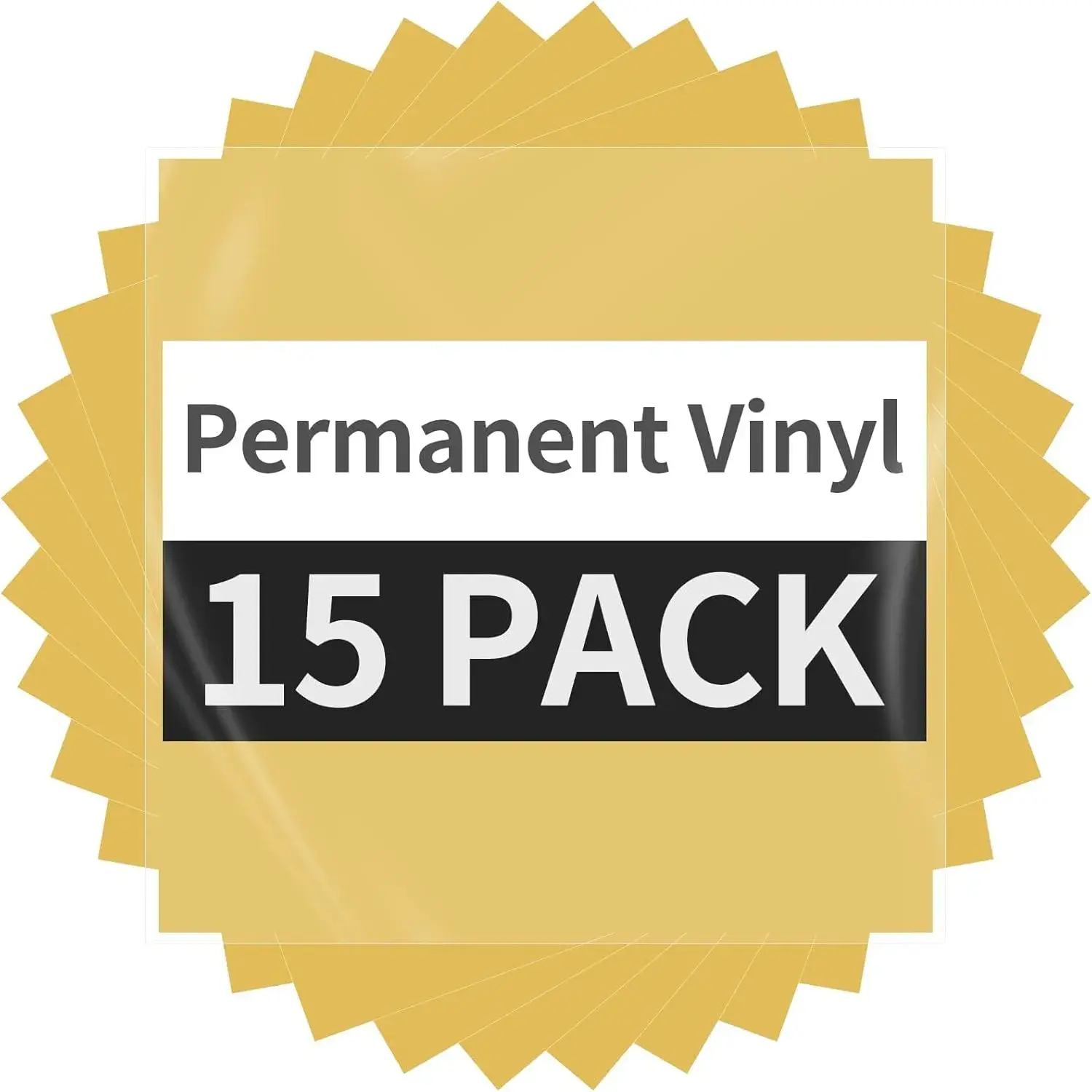 Gold Permanent Vinyl - 15 Sheets Glossy Gold Adhesive Vinyl 12"x11.8", Permanent Adhesive Sheets for Home Decor Car Decal, Waterproof Paper for All Cutting Machine