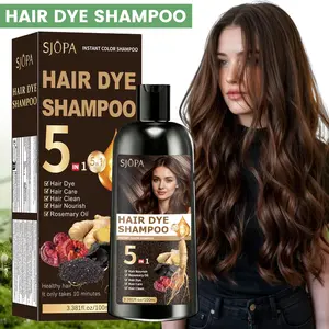 SJOPA Black Hair Dye Shampoo 5-in-1, suitable for white hair, black hair dye for men and women, herbal natural ingredients for women (100ml, 3.4 oz) (Black)