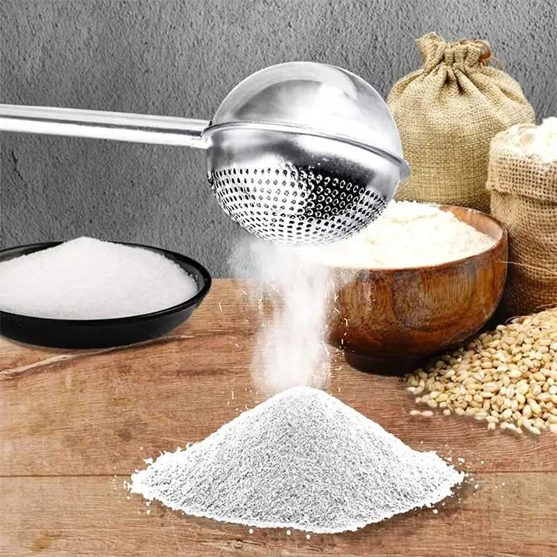 1pc Flour Sprinkler 304 Stainless Steel, Flour Filter One Hand Operation Spring Flour Sieve, Dust Collector Flour Sprinkler Tool For Baking Supplies, Bakery Supplies, Sifter, Kitchenware