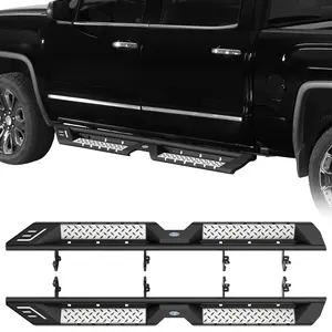 Hooke Road Running Boards Side Steps for 2007-2018 Chevy Silverado/GMC Sierra 1500 Crew Cab & 2007-2019 Chevy Silverado/GMC Sierra 2500 HD 3500 HD (Excluding Diesel Models) Crew Cab Truck Car Accessories