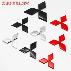 Abs Material Front Grille Emblem Cover & Rear Logo Sticker, Car Decal for Mitsubishi Lancer Asx Colt Pajero V7 Outlander Eclipse Delica Evo, Automobile Decals, Sticker for Cars