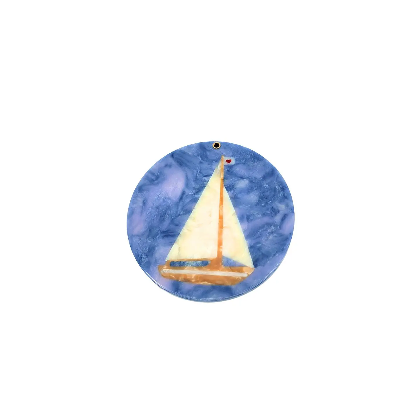 Solar Eclipse Hand-painted Sail Boat Compact Mirror