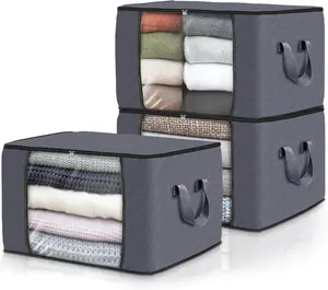 9 Pack Clothing Storage Bags Foldable Thick Blanket Storage Bags for Organizing Bedroom Wardrobe Clothing Quilt Closet Organization with Handles