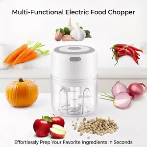 250ML Electric Food Chopper – USB Rechargeable Mini Meat Grinder & Garlic Chopper, Portable Food Processor for Vegetables, Nuts, Fruits & Meat (Easy to Clean)​