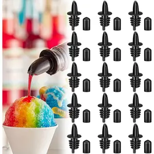 30 Pcs Bottle Pourers Syrup Pour Spouts with Rubber Dust Cap Covers Dispenser Accessories for Snow Cone Syrup Alcohol Liquor