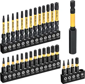 Impact Torx Bit Set 31 count (T5 T6, TT7-TT40), 1 2 S2 Steel  Torx, Tamper Proof  Bit Set with  CNC Machined Tips, Impact  Bits with Bit Holder Storage Case