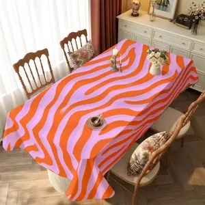 Vibrant Striped Rectangular Tablecloth, Polyester Material, Multiple Specifications Available, Multi - Color, Easy to Clean, Suitable for Daily Use, Festivals, Anniversaries, Cozy Dining Room Setting, Stylish Home Decor