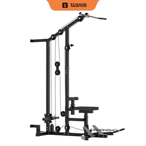 [SALE] TOUSAINS LAT Tower Pulldown Machine for Home Gym, High & Low Pulley System with Seated Row, Ab Crunch Harness, Flip-Up Footplate & Barbell Clamps
