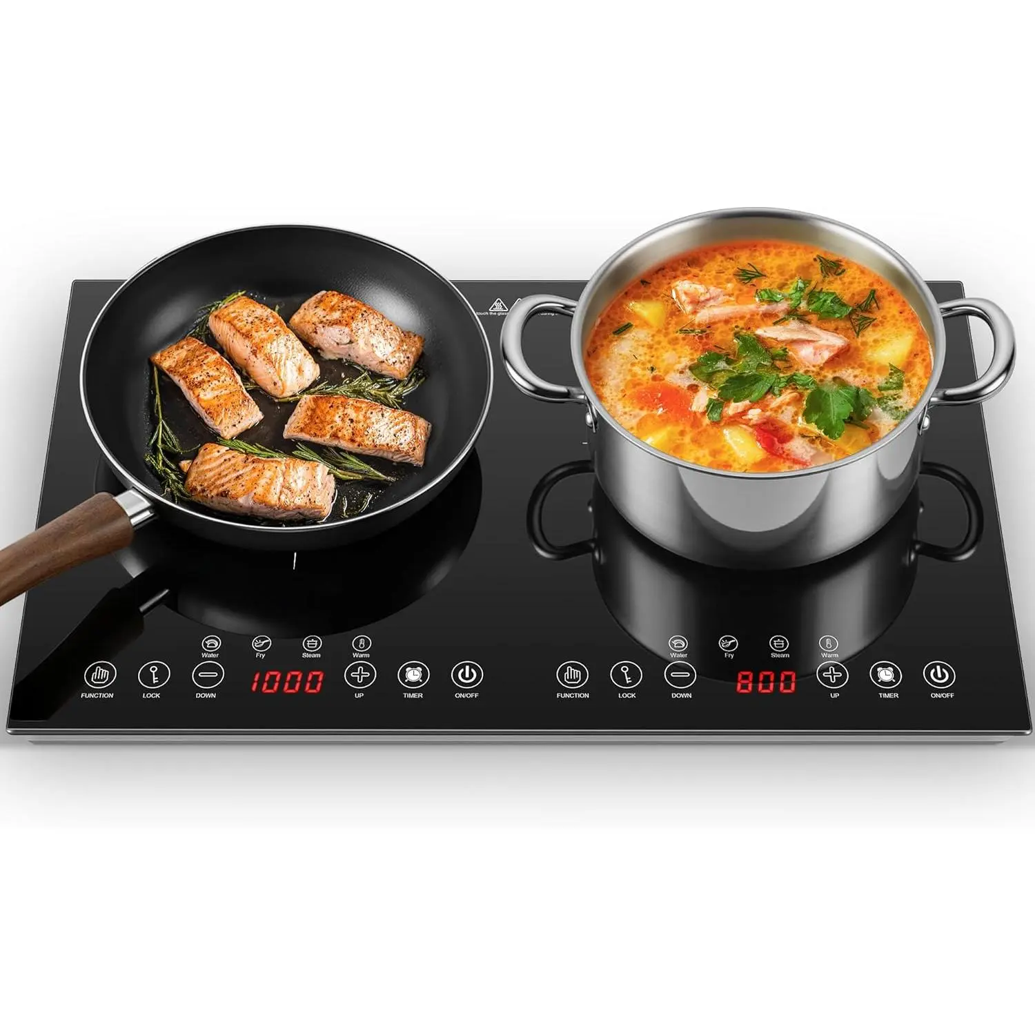 Portable 2-Burner Induction Cooktop (23 in) - 1800W Household Appliances Double Induction Hob with 8 Power Settings, 4 Pre-Set Modes, Ultra-Thin Design, Sensor Touch Control, Child Safety Lock, Timer, Induction Stoves