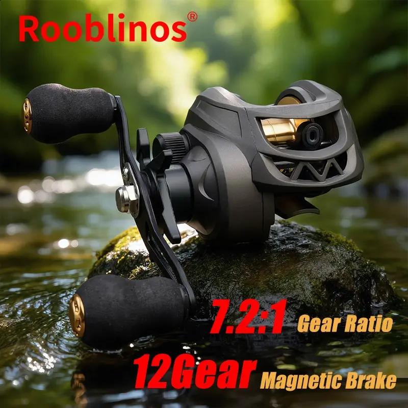 Baitcasting Reel, Fishing Tackle, Fishing Equipment, 8KG Max Drag 6.3:1 Gear Ratio, Stainless Steel Bearings, Dual Magnetic Brake System Anti-Backlash, Unloading Alarm, Left Right Interchangeable EVA Handle, Corrosion Resistant Metal Frame Freshwater