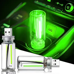 [Wholesale] 2PCS Mini USB Light for Car, Mini Automotive LED Interior Ambient Lighting, Touch Control, Decorative Lights, Car Interior Atmosphere Lights, Universal USB Lights for Auto, Bedrooms, Parties (Green)
