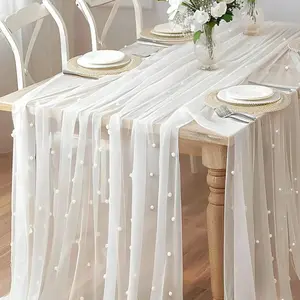 Pearl Decorative Table Runner, Pearl Sheer Wedding Tablecloth, Arch Decoration, Ideal For Events, Party Decor, Chair Back Strap, Event Background, Party Decorations