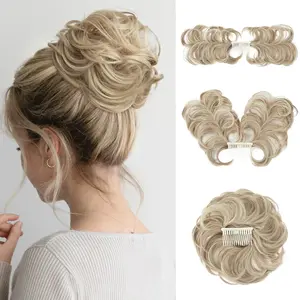 Messy Bun Hair Piece Side Comb Clip in Hair Bun Hairpiece for Women Short Natural Straight Versatile Adjustable Styles Easy Hair pieces