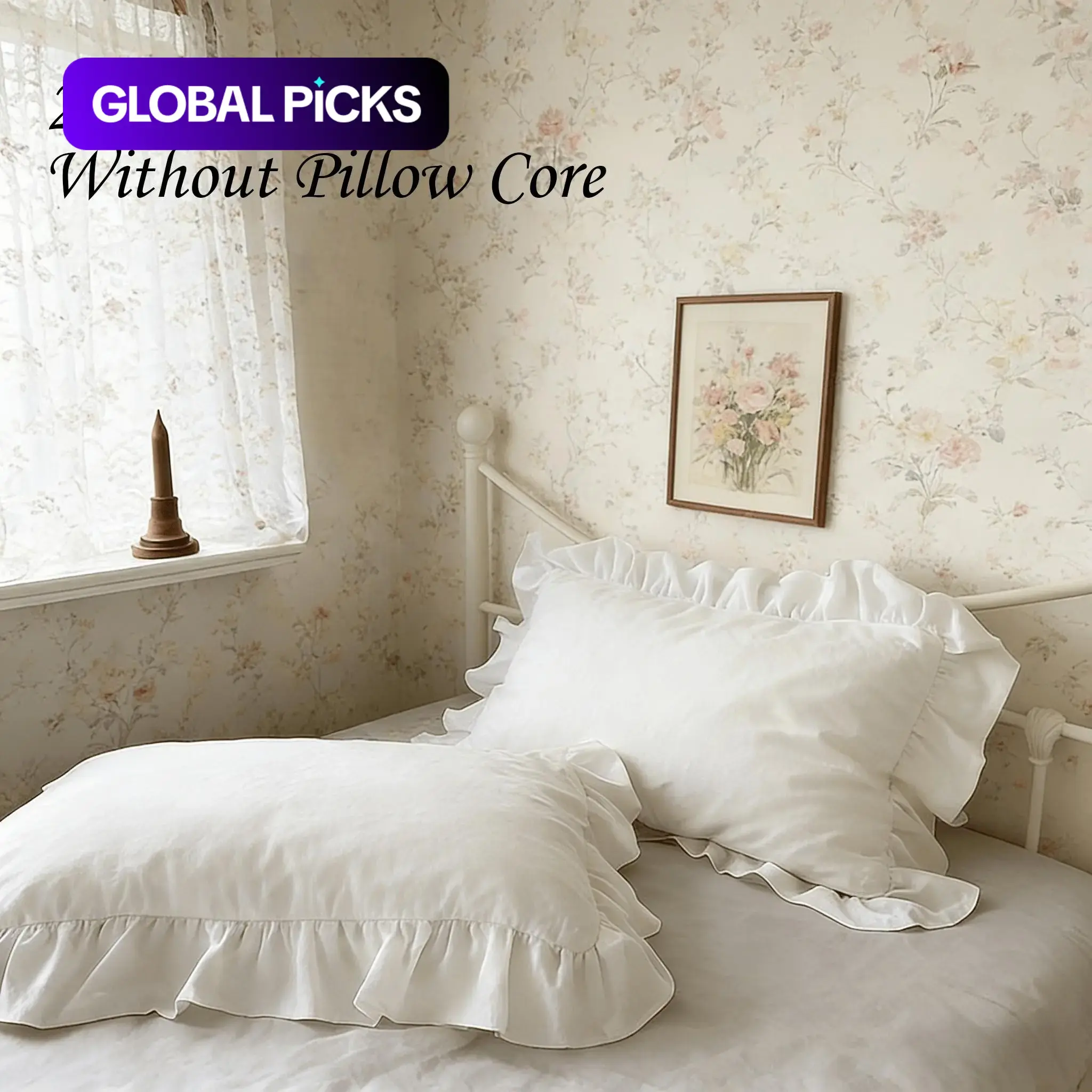 2-Piece Ruffled Pillowcase Set, Solid-Color, Lightweight and Breathable, Soft and Comfortable, All-Season Home Bedding, Bed Linens #GLOBAL PICKS