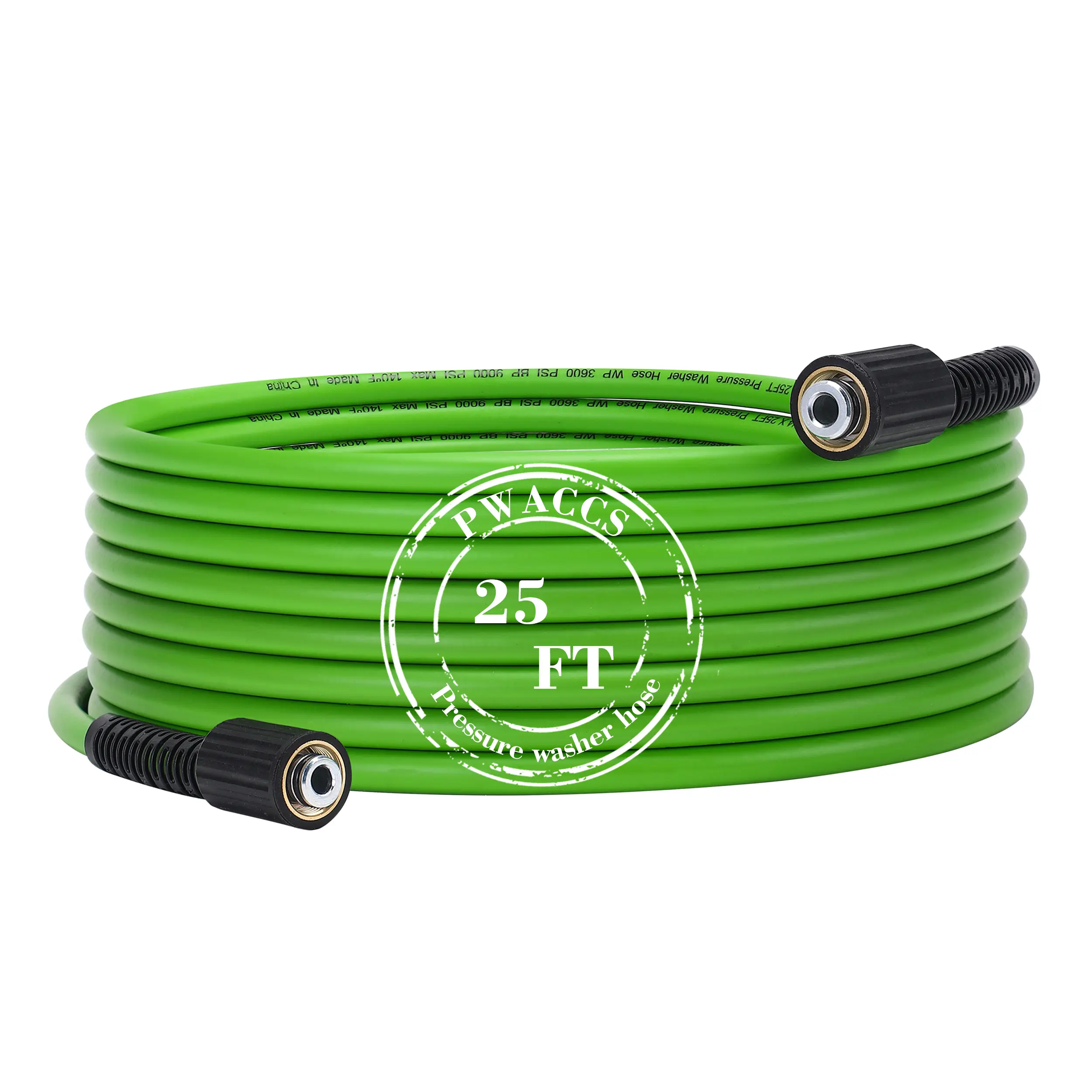 PWACCS 3600 PSI High Pressure Power Washer Replacement Hose - 1/4" x 25 FT Flexible Extension with M22 Fittings, 14mm Male Compatibility, Non-Marking Material, Under 3 lbs, Lightweight, Kink-Free, for House, Car Cleaning, Plant Watering, 24-Hour Support,
