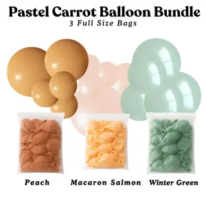 Pastel Carrot Balloon Bundle - Peach, Macaron Salmon, Winter Green
